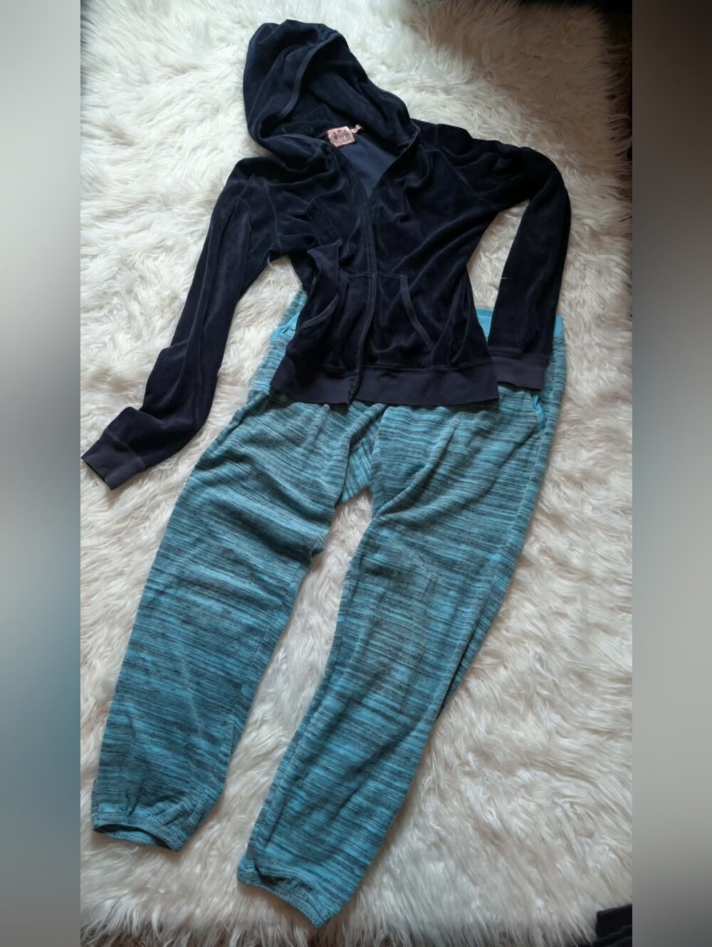 Juicy couture tracksuit blue navy M/L velour zip up and pants Y2k 2000s mcbling